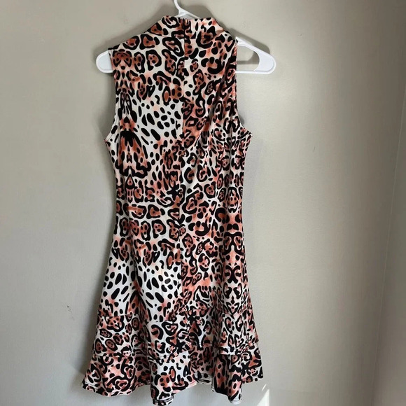 CBR Womens Multicolor Tank Dress XL Animal Leopard Mock Neck Sleeveless NWT - Picture 6 of 11
